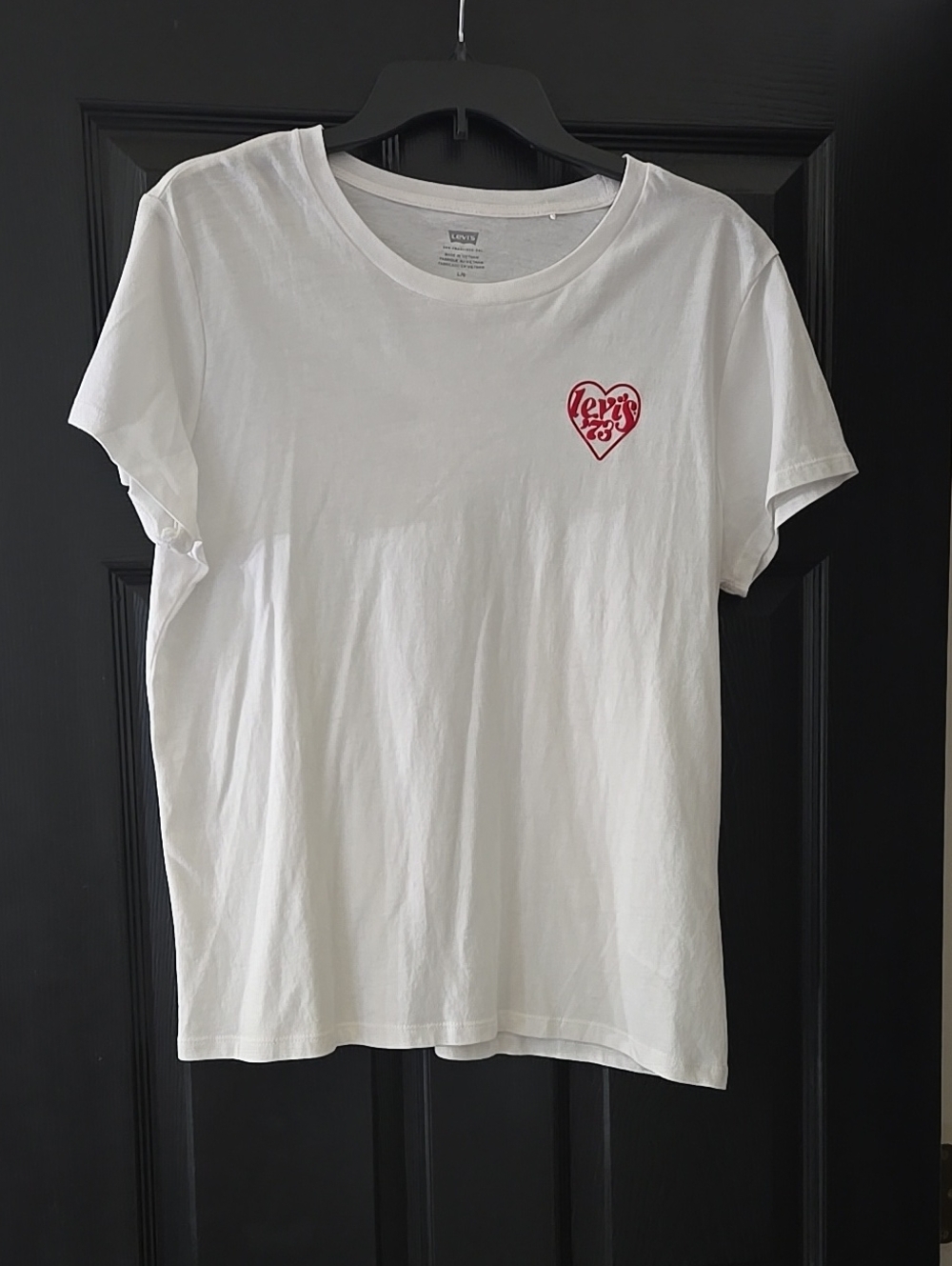 Levi's White Tee with Red Heart Chest Logo